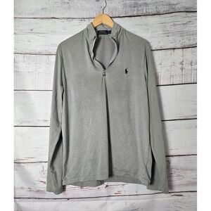 Polo Ralph Lauren 1/4 Zip Performance Top Medium Gray Long Sleeve Logo Athletic